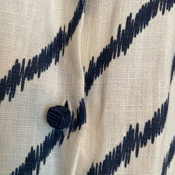 Connie Roberson Navy And White Linen Jacket/Top With French Knot Closure Size XL - Picture 3 of 6